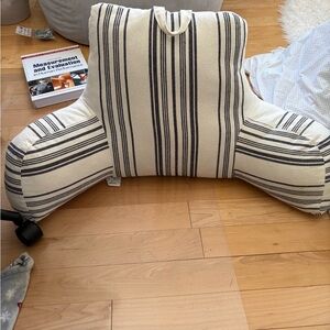 Reading Pillow Pastel Navy Blue and White Stripes Removable Cover